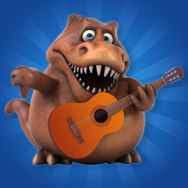 çizgi film karakteri ile müzik enstrümanı 