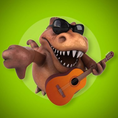 çizgi film karakteri ile müzik enstrümanı 