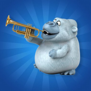 çizgi film karakteri ile müzik enstrümanı 