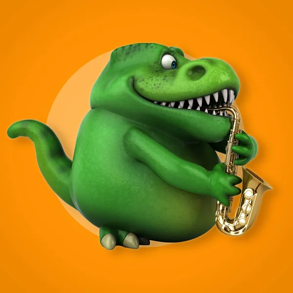 Personagem de desenho animado com instrumento de música — Fotografia de Stock