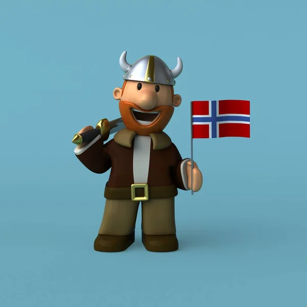 Viking kreslená postavička — Stock fotografie