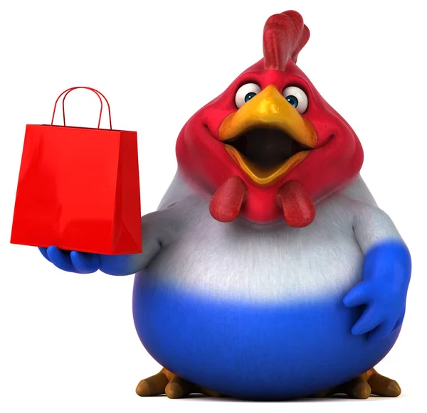 Lustiges Huhn mit Tasche — Stockfoto