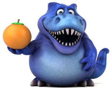 Eğlenceli dinozor holding turuncu 