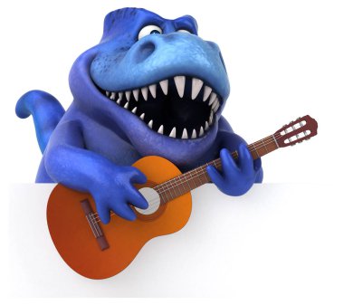 Eğlenceli çizgi film karakteri ile müzik enstrümanı 