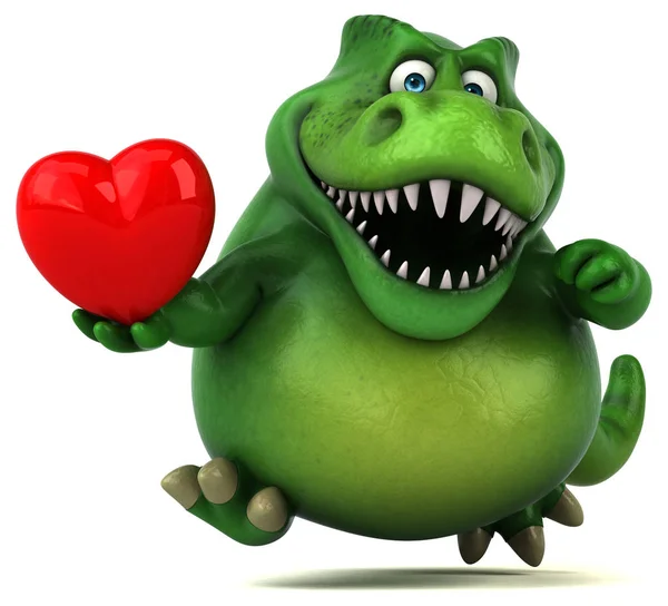 Fun dinosaur holding heart — Stock Photo, Image