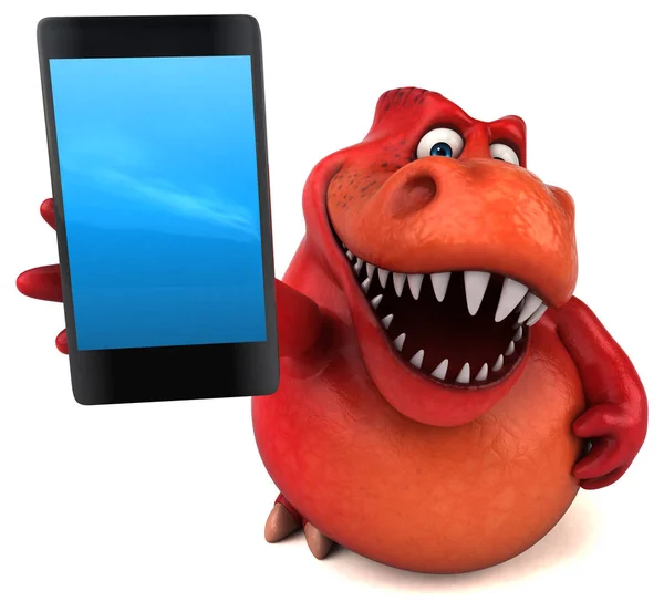 Leuk dinosaurus bedrijf smartphone — Stockfoto