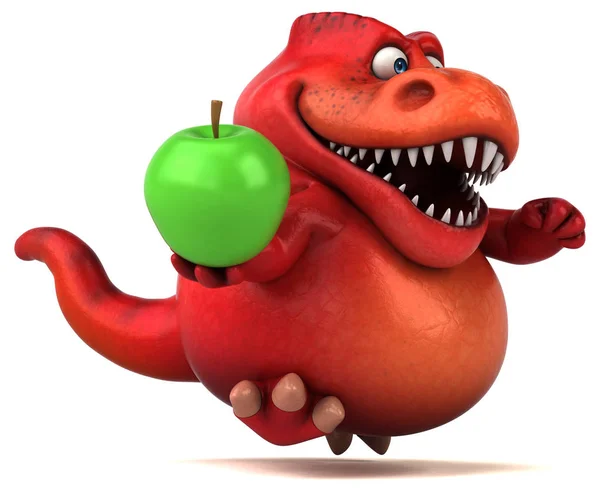 Dinosauro divertente con mela in mano — Foto Stock
