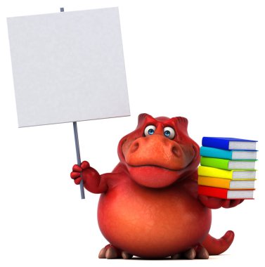 Eğlenceli dinozor holding kitaplar 