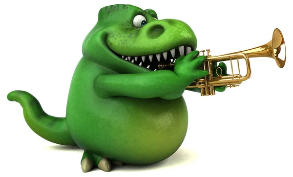 Fun cartoon character with music instrument — Stock Photo, Image