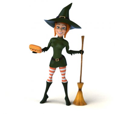 Seksi cadı holding hotdog   