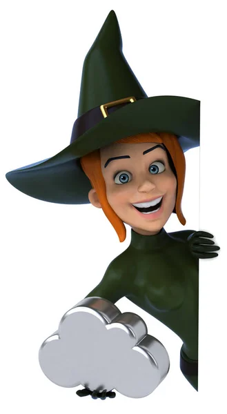 Sexy witch holding cloud — Stock Photo, Image