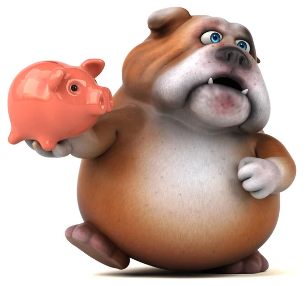 Spaß Cartoon-Figur mit Sparschwein — Stockfoto
