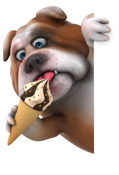 Eğlenceli çizgi film karakteri dondurma ile — Stok fotoğraf