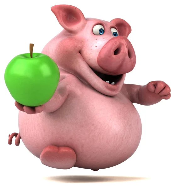 Personagem de desenho animado divertido com maçã — Fotografia de Stock