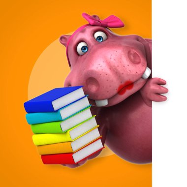 Kitaplar ile pembe su aygırı  