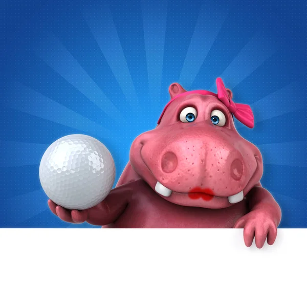 Rózsaszín víziló labdával — Stock Fotó