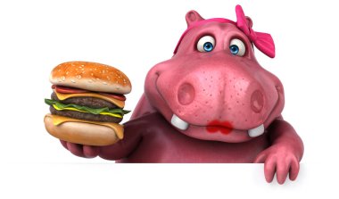 çizgi film karakteri hamburger ile