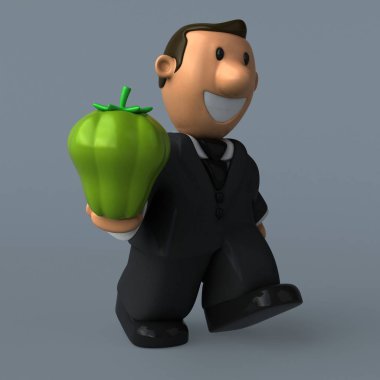 Çizgi film işadamı biber ile 