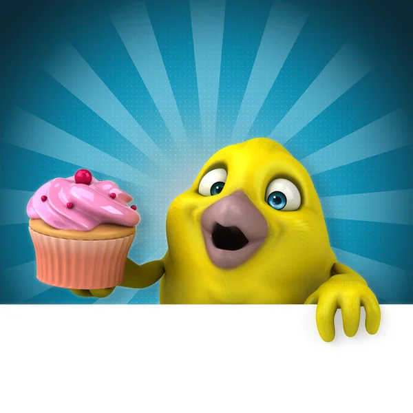 Personnage de dessin animé drôle avec cupcake — Photo