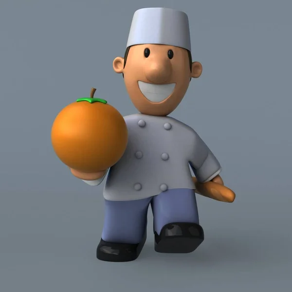Cartoon-Bäcker mit Orange — Stockfoto