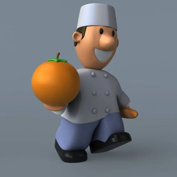 Cartoon baker with orange — Stock Photo, Image