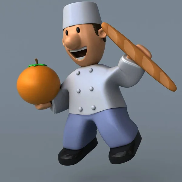 Cartoon-Bäcker mit Orange — Stockfoto