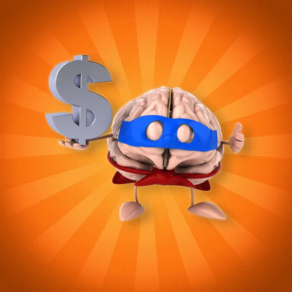 Brain holding dollar — Stock Photo, Image