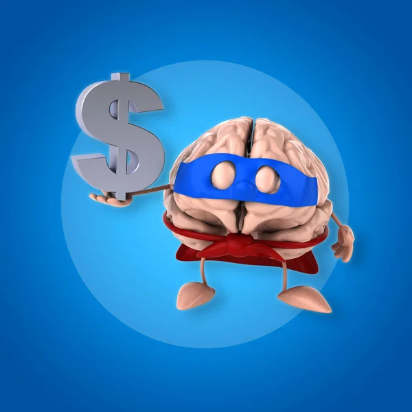 Brain holding dollar — Stock Photo, Image