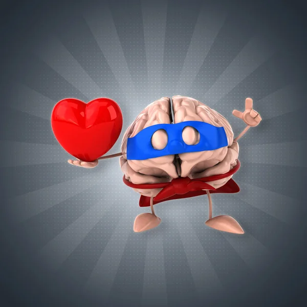 Веселый мозг с сердцем — стоковое фото