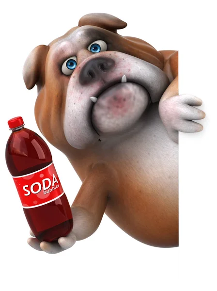 Divertido personaje de dibujos animados sosteniendo soda — Foto de Stock