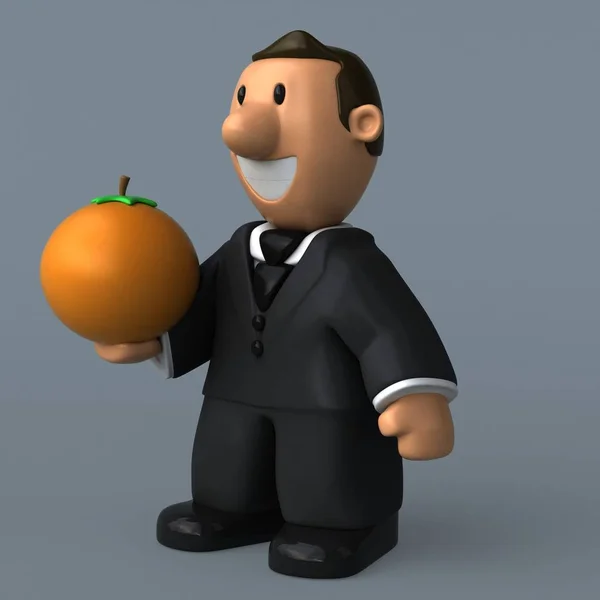 Homme d'affaires de bande dessinée avec orange — Photo