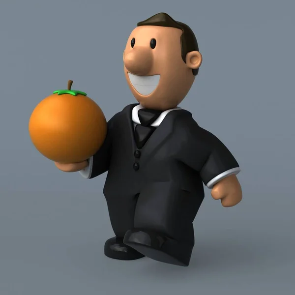 Cartoon affärsman med orange — Stockfoto