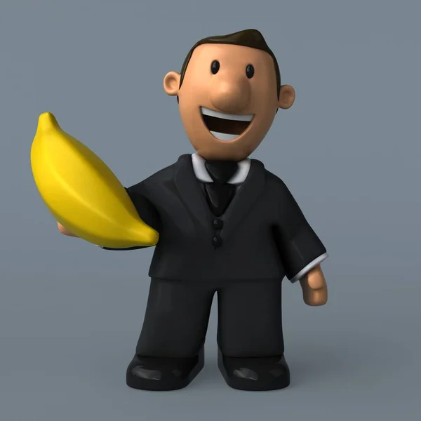 Empresário dos desenhos animados com banana — Fotografia de Stock