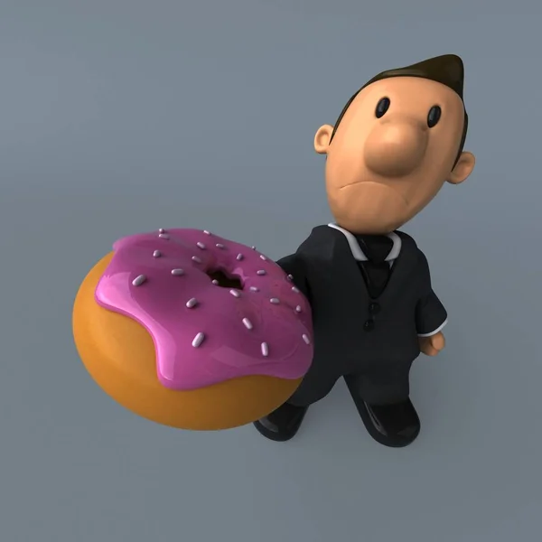 Dibujos animados hombre de negocios con donut — Foto de Stock
