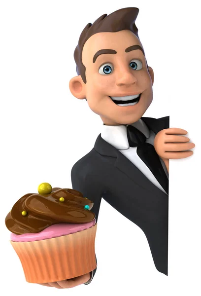 Hombre de negocios sosteniendo cupcake — Foto de Stock