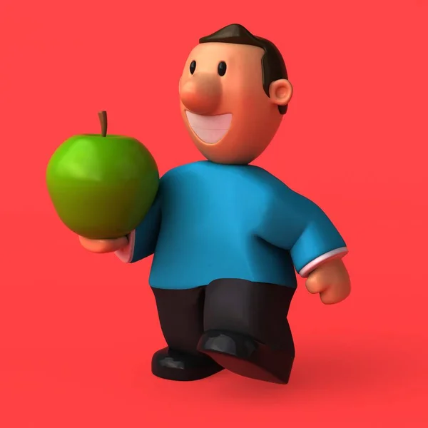 Az apple rajzfilmfigura — Stock Fotó
