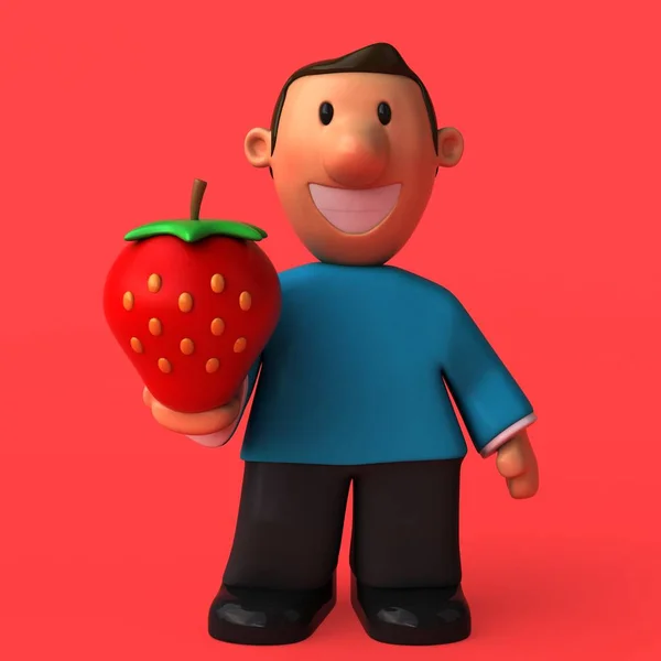卡通人物与草莓 — 图库照片