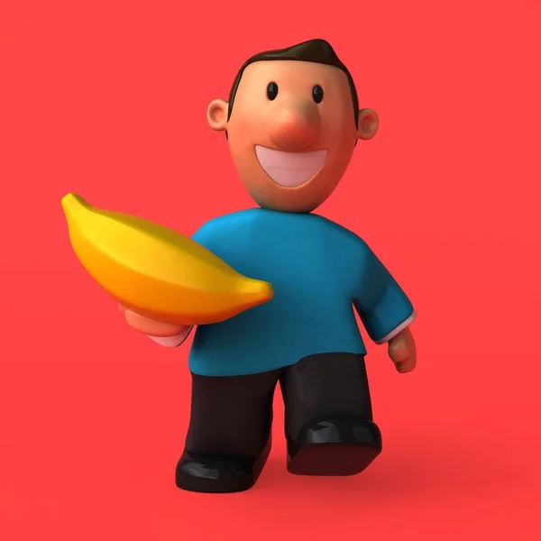 Personaggio cartone animato con banana — Foto Stock