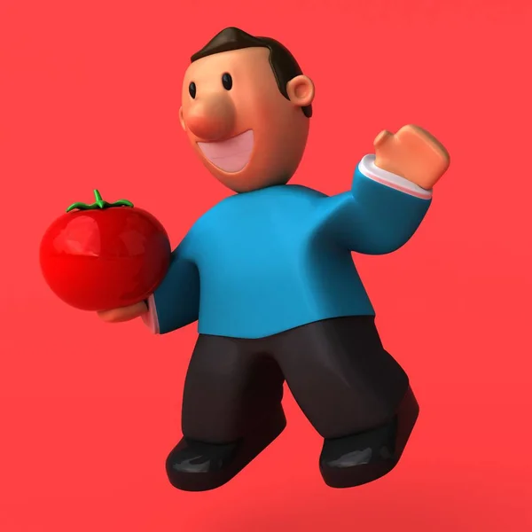 Stripfiguur met tomaat — Stockfoto