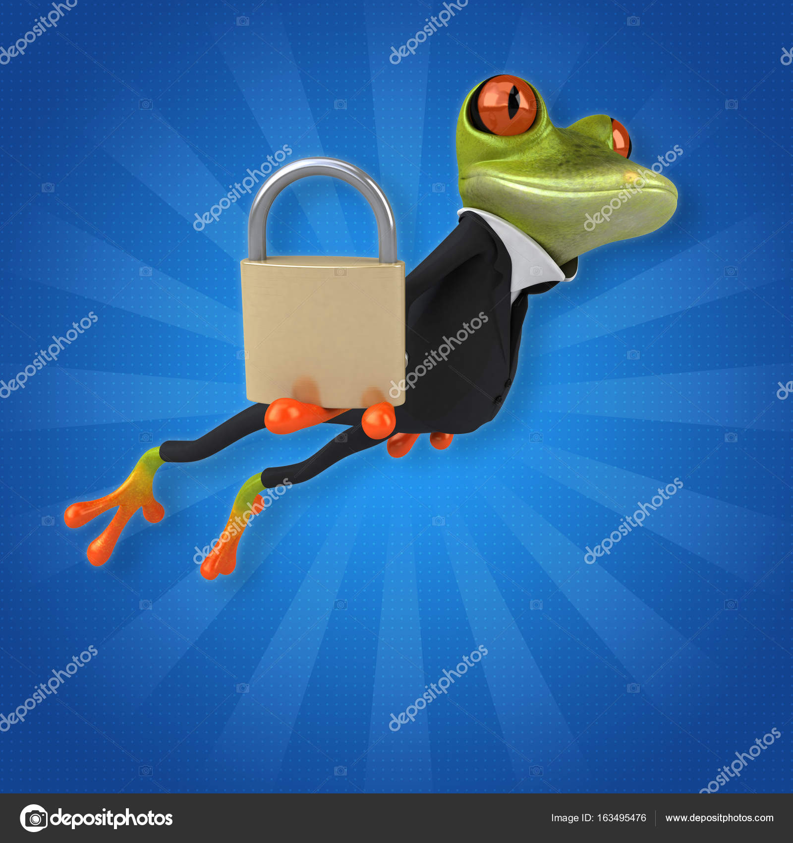 Funny cartoon character with padlock Stock Photo by ©julos 163495476