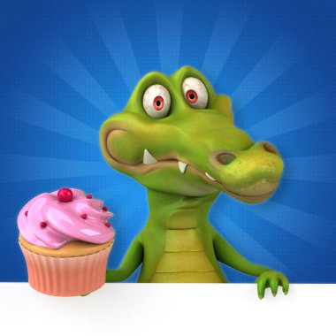 komik çizgi film karakteri ile cupcake