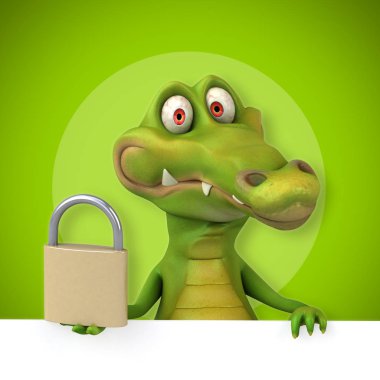 Komik çizgi film karakteri ile asma kilit  