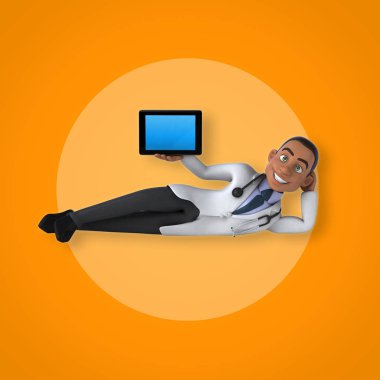 doctor holding tablet