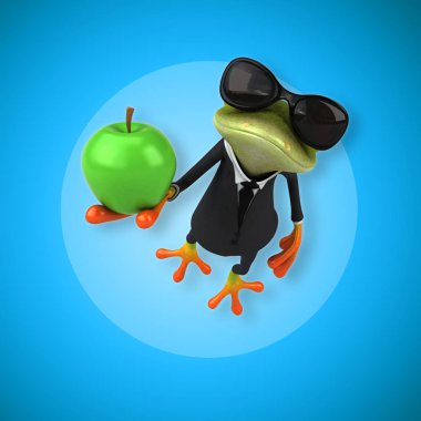 komik çizgi film karakteri ile elma