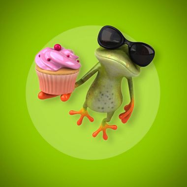 komik çizgi film karakteri ile cupcake