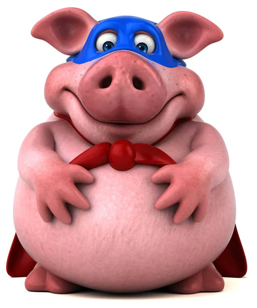 Веселий супер герой свині — стокове фото