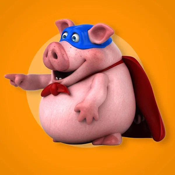 Fun pig super hero — Stock Photo, Image