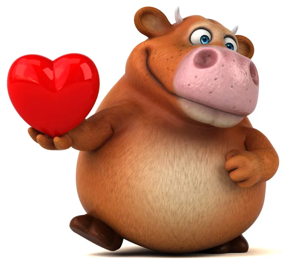 Personagem de desenho animado engraçado segurando coração — Fotografia de Stock