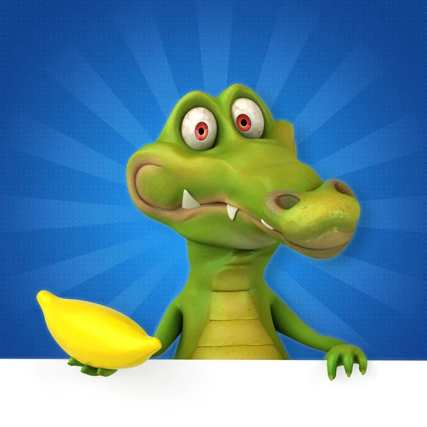 Funny cartoon character with banana — Stock Photo, Image