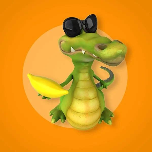 Смешной мультяшный персонаж с бананом — стоковое фото